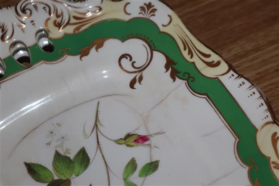 A Victorian Staffordshire sixteen piece floral painted part dessert service